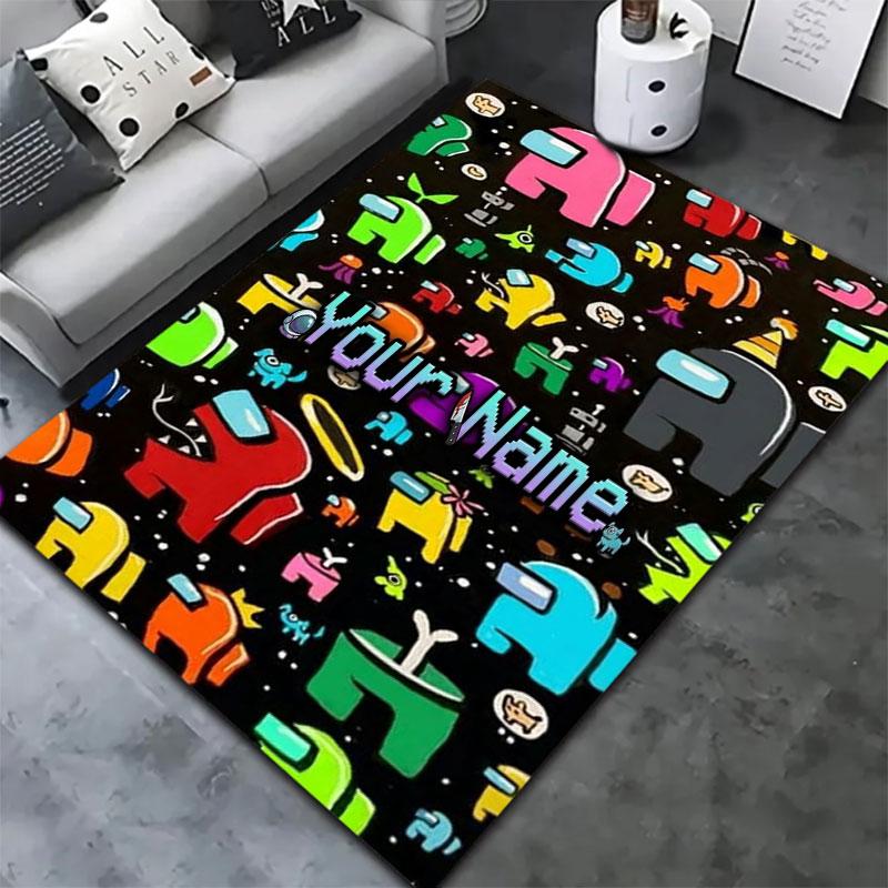 Among Us Custom Name Carpet Rug for Living Room Bedroom Home Sofa Decoration,Kids play Non-slip Floor Mat