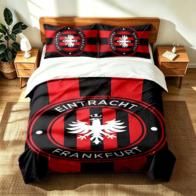 Eintracht Frankfurt (1) 3-teiliges Set geeignet für Schlafzimmer weich und bequem ein ideales Geschenk für Familie und Freunde Enthält einen Bettbezug und zw