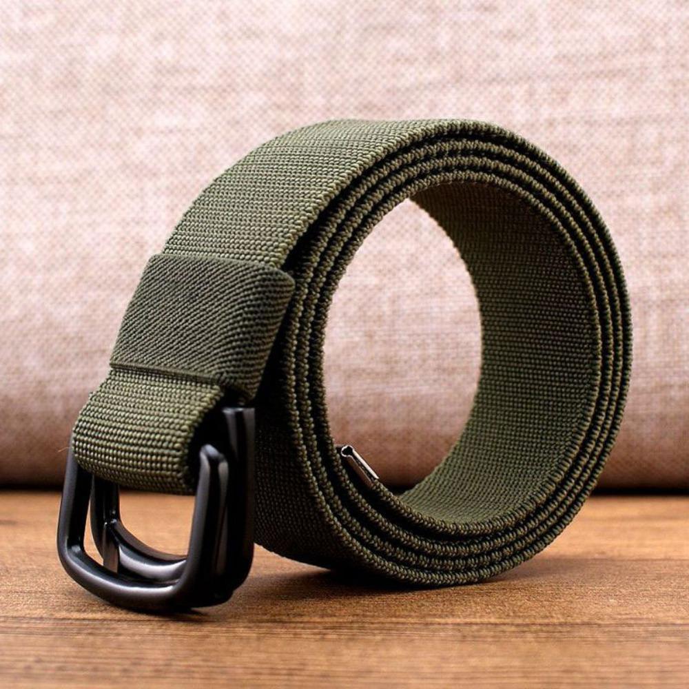 Training Nylon Elastic Belt Trend Cargo Pants Waistband Double Loop Buckle Belt  For Women Man зелёный