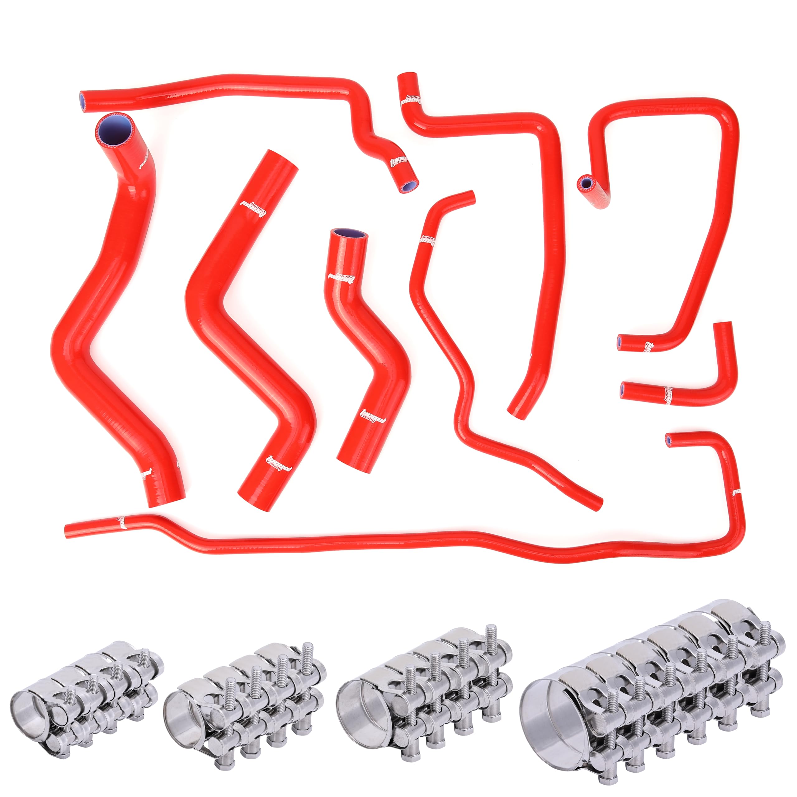 

Силиконовый комплект патрубков радиатора Tucool Racing для Mazda RX8 SE3P с 18 хомутами из нержавеющей стали 304 13B-MSP T-образный болт (красный)