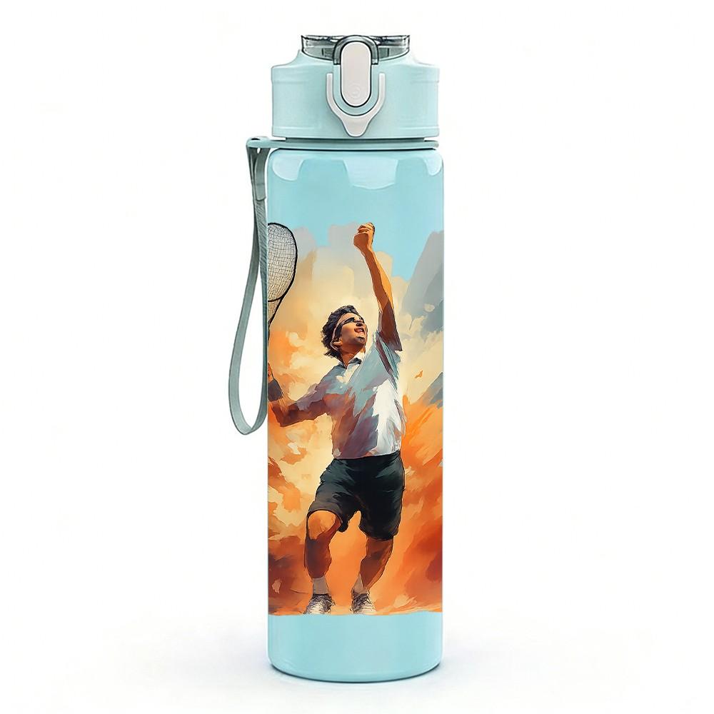 1PC Runner Explosion Silhouette 750ml Color Plastic Sports Water Bottle Leakproof Flip Straw Lid Suitable for Sports Office Home Use