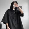 2 Colors Summer Hooded T Shirt Men Korean Half Sleeve Pullover Streetwear Loose T-shirt Tops Drawstring Men Clothing