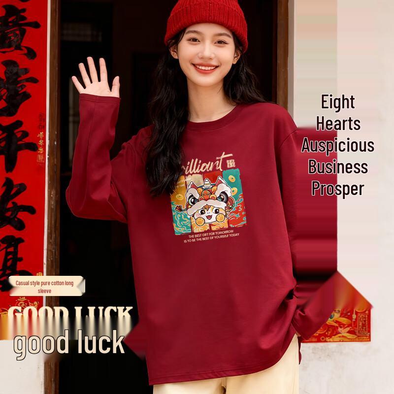 Baleno Women's Pure Cotton Long-Sleeve T-Shirt with BNL Colorful Horse Graphic