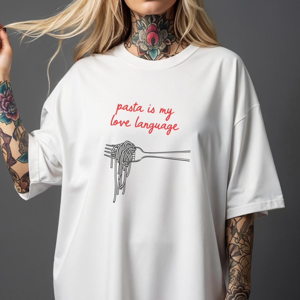 Pasta Is My Love Language Fork T-shirt | Comfort Colors 1717 | Minimalist Foodie Tee | Spaghetti Fork Graphic | Romantic Pasta Quote Shirt