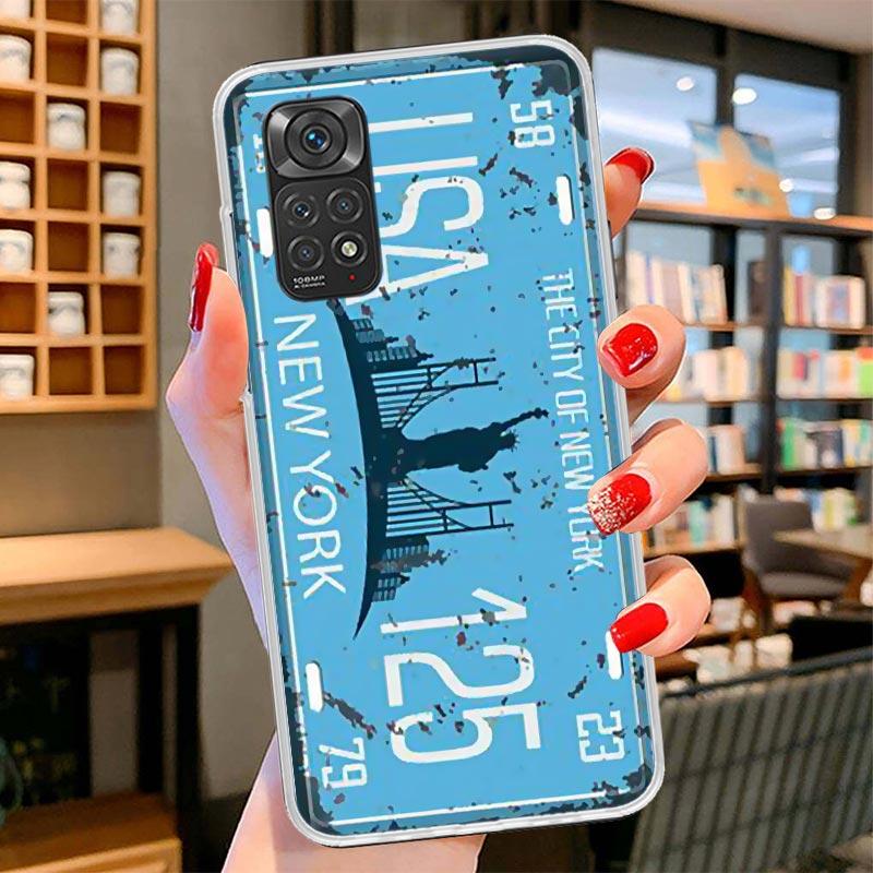 License New York Plate Number Cover Phone Case For Xiaomi Redmi Note 15 14 13 12 11 10 Pro Plus 14S 12S 11S 11T 11E 10S Soft Fun