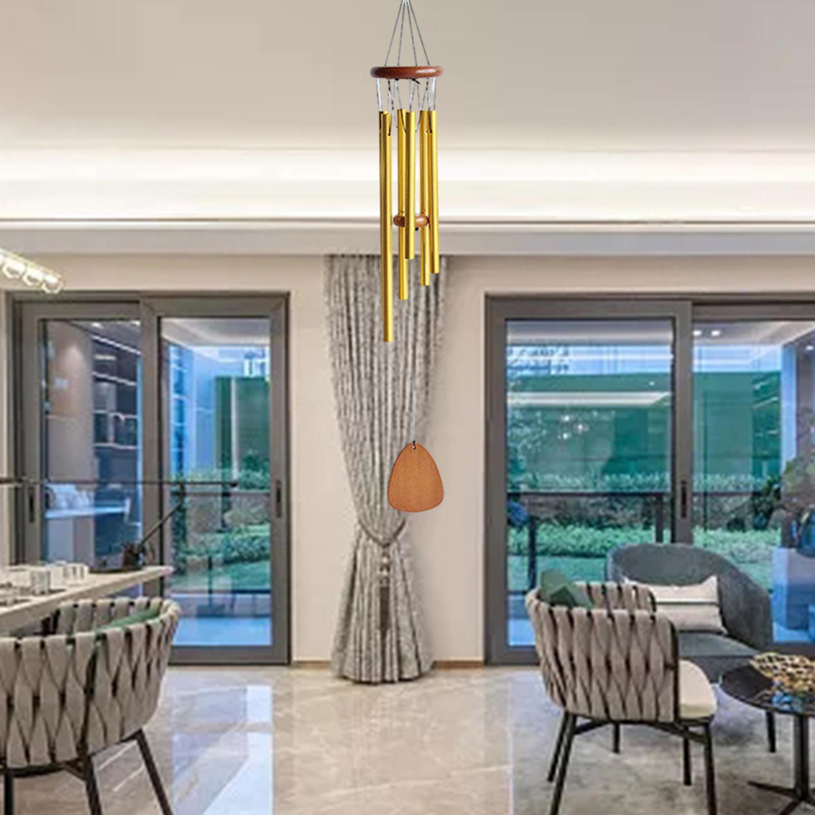 

Алюминиевый подвесной орнамент с колокольчиком ветра, декоративный колокольчик с ловушкой для дверного двора на открытом воздухе золотой