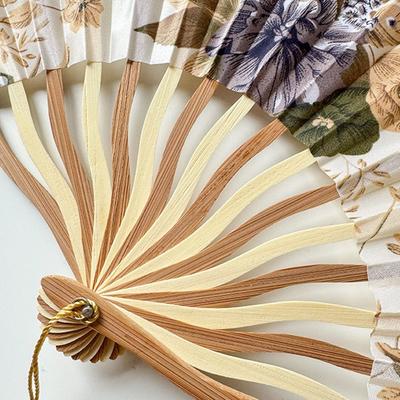 Vintage Chinese Style Silk Folding Fan Flower Elegant Handheld Fan Photo Prop Classical Tassel Folding Fan Girl Gift