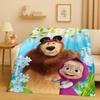 26 Stili Cartone Animato M-Masha e B-Orso Regalo di Natale Coperta in Flanella, Coperta Morbida Ultra Peluche per Casa Camera da Letto Letto Divano Copertura Bambini