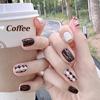 Fancy Coffee Color Plaid Milk White with Dark Coffee White Temperament Wearing Armor Hot-selling Popular Nail Film