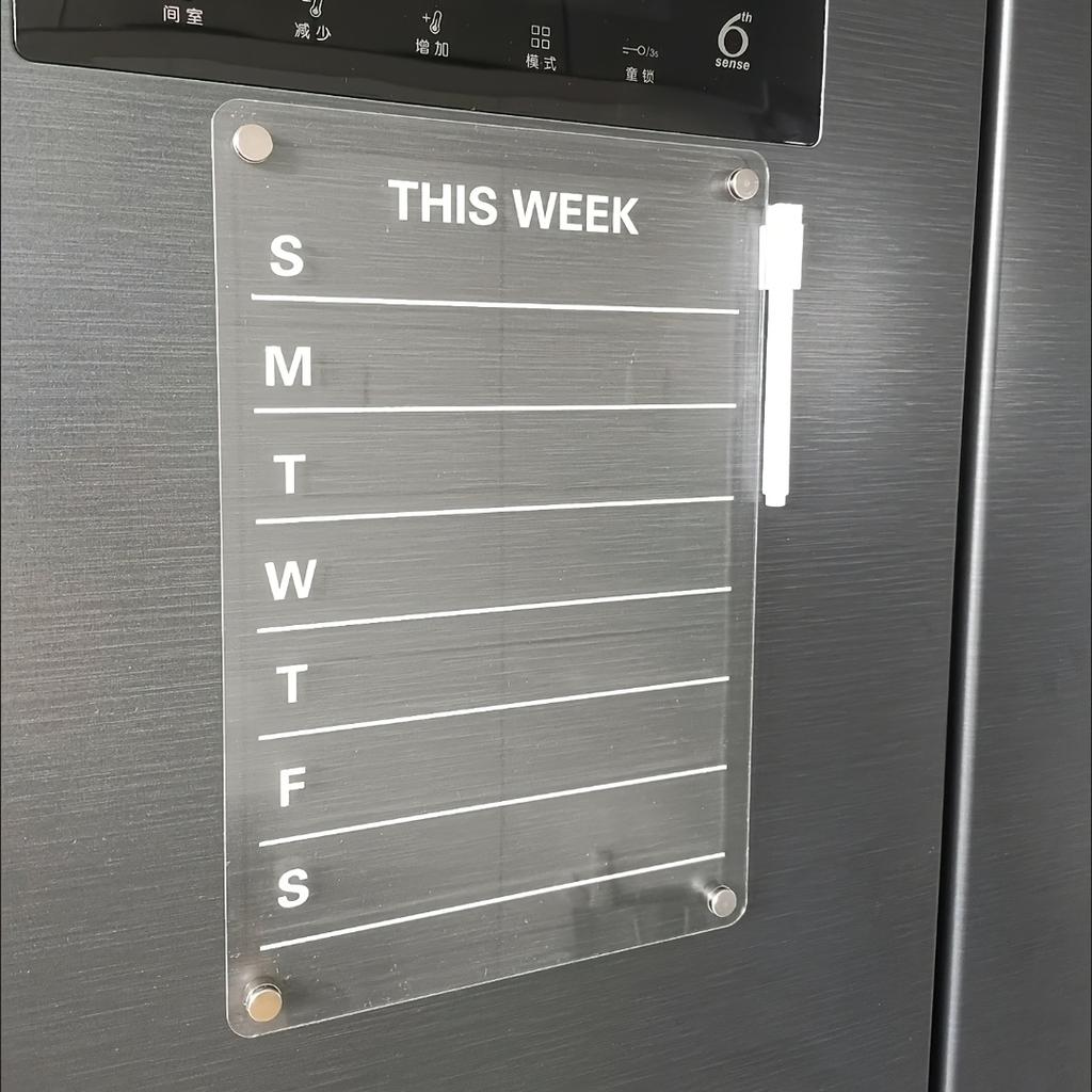 Acrylic Magnetic Monthly Calendar Whiteboard for Refrigerator - Clear Dry Erase Planning Board