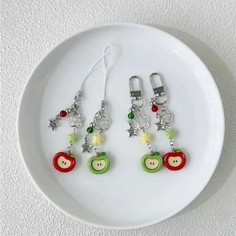 Crystal Beaded Elegant Phone Charm Anti Loss Rope Fruit Pendant Colorful Phone Lanyard  Women Girls