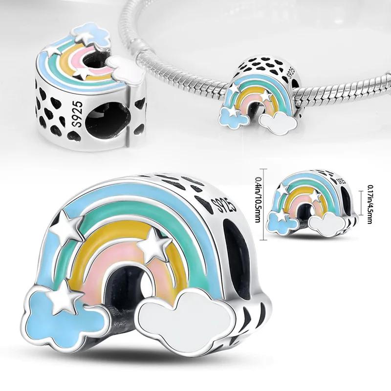 Copper Rainbowair Balloon Colorful Horse Charm Bead Pendant Fit Original Bracelet For Women Fine Jewelry Gift