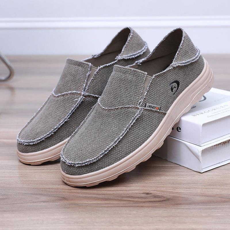 

Весна 2025 года, новые мужские повседневные парусиновые туфли с одной педалью, дышащие, легкие, двухцелевые, ленивые туфли для иностранных торговцев, одинарные туфли 44 темно-коричневого