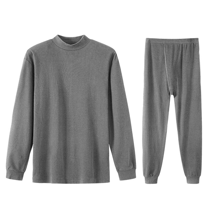 Yiershuang Men's 100% Cotton Mock Neck Thermal Underwear Set