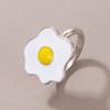 Cute Sunny Side Up Egg Ring For Women Oil Drip Fried Egg Adjustable Open Ring Handmade  Unisex Accessories Creative Gift
