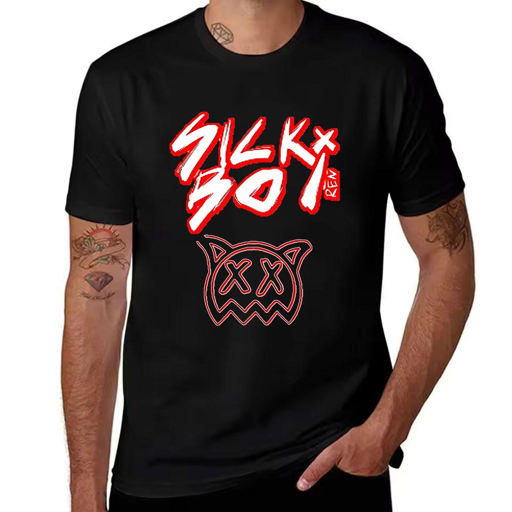 Unisexs Cotton TShirt with SICKO Graphic Print Casual Crew Neck Short Sleeve Tee for Streetwear Style Breathable Daily Top