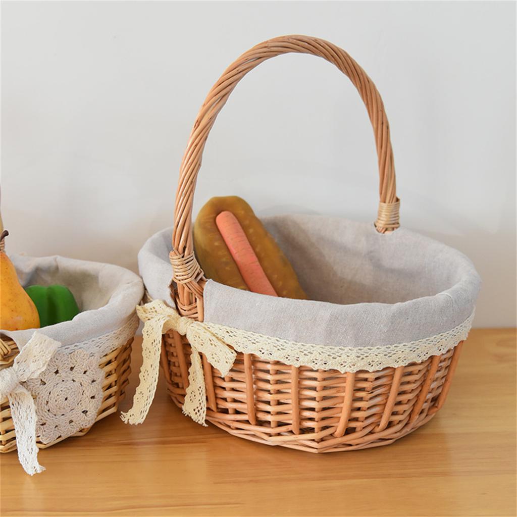 Multipurpose Willows Wicker Basket Portable for Groceries or Outdoor Activities Comfortable Handle Easy To Clean