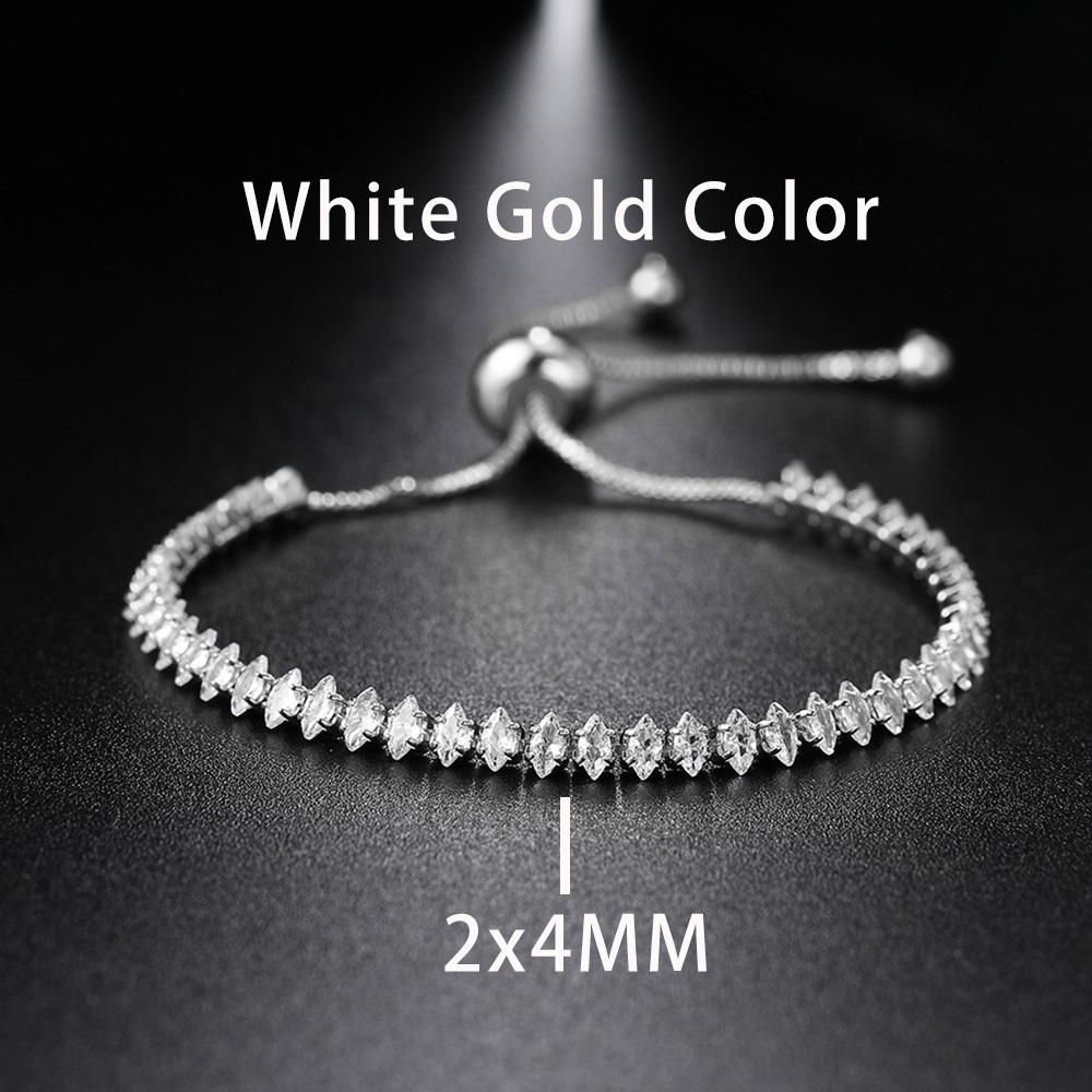 

New Trendy Adjustable Oval Cut Tennis Bracelets for Women Dazzling Horse Eye Shaped Zirconia Chain on Hand Wedding Party Zircon