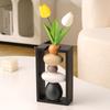 1PC Cobblestone Vase Ornament Nordic Pebble Shaped Vase Modern Flower Arrangement Container Table Decoration 21.5x12x6cm