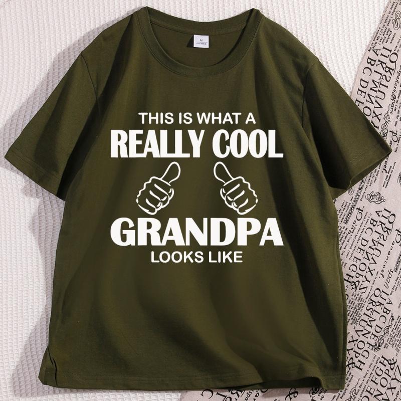 Mens Tshirt Cotton This Is What A Really Cool Grandpa Tshirt Casual Cotton Short Sleeve Funny Tshirt Round Neck Man Clothing
