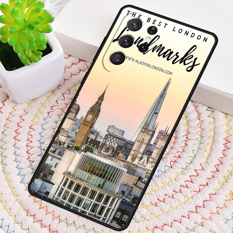 Famous London Landmarks Street Sign Phone Case for Samsung Galaxy note 10 pro S26 Ultra S23 S24 FE S25 S21 S22 PLUS Cover