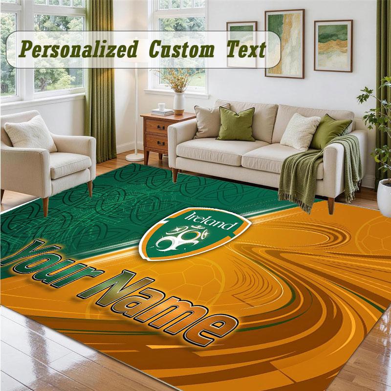 Crystal Velvet Square Rug Custom NameIreland Rugby Pattern Non Slip Home Floor Decor Rug