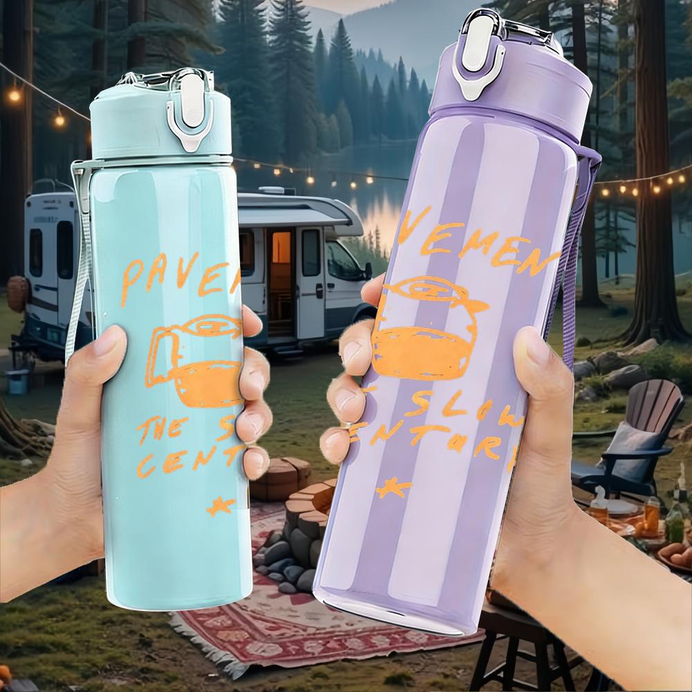 1PC All them witches dark band text print 750ml colorful plastic sports water bottle leakproof pop up lid with straw for outdoor work home use