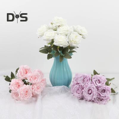 1 Blumenstrauß, Hochzeitszubehör, künstliche Rose, feine Verarbeitung, toller 9-köpfiger künstlicher Rosenstrauß