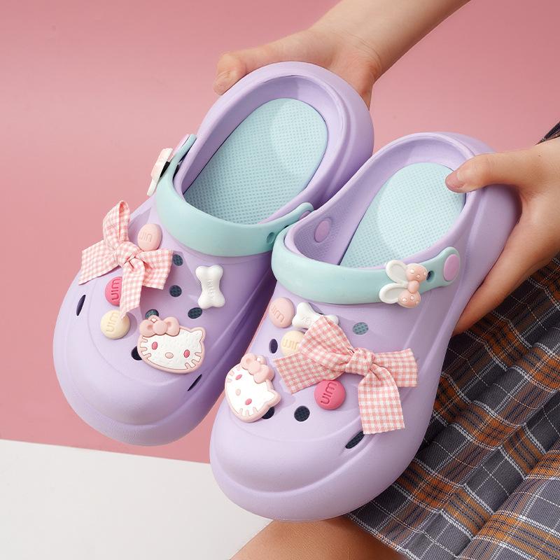 women wear new thick-soled cute cartoon stepping on shit feeling home wear seaside beach shoes cool slippers women