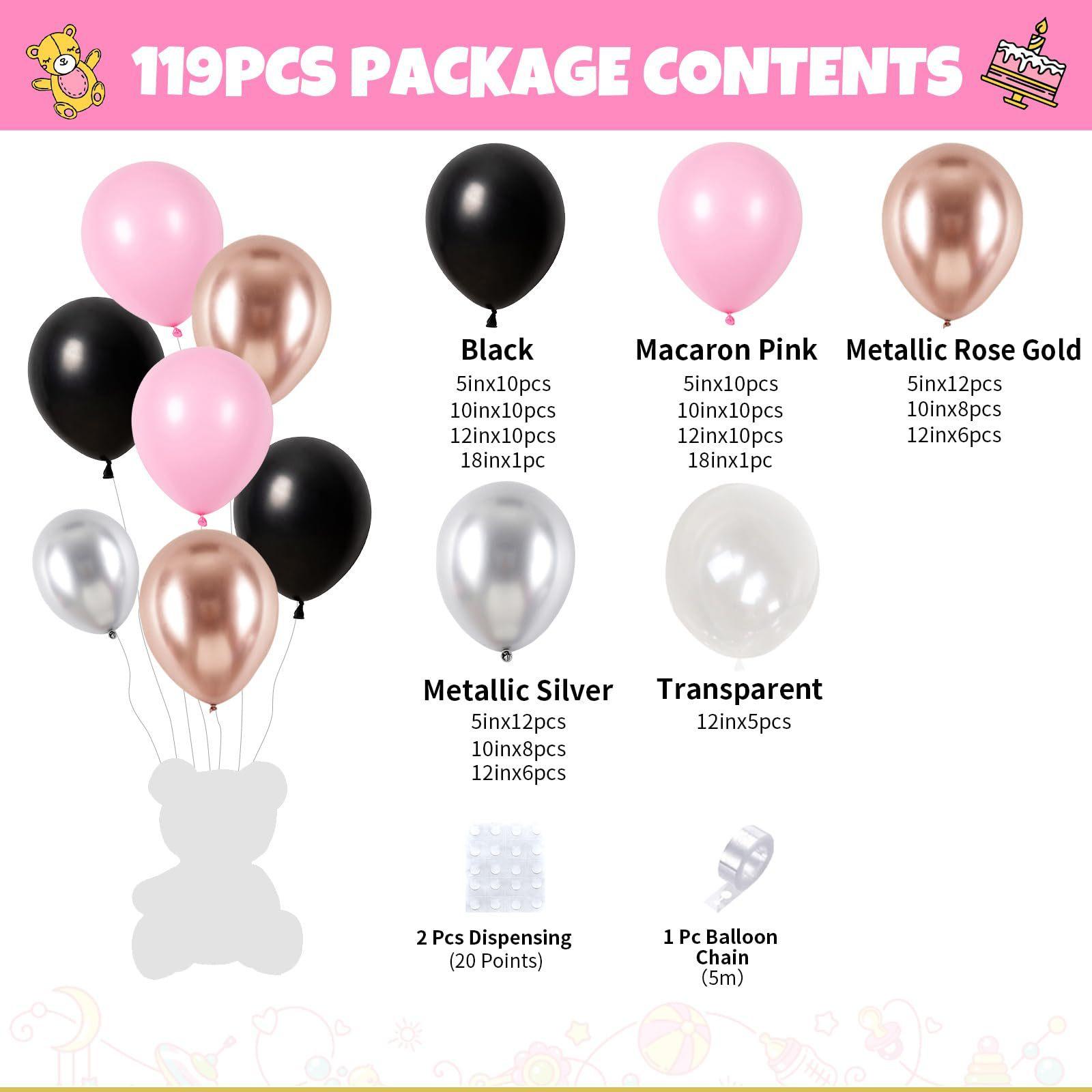 

Черный розовый набор цепочек из воздушных шаров Циси Фестиваль Свадебные признания воздушные шары для девочек День рождения вечеринка украшение сцены Metal black pink