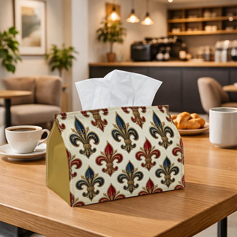 1pc Medieval Gothic Heraldic Tissue Box - Multi-Functional Napkin Dispenser, Two Sizes Available Made of Durable Polyester, Decorated with Fleur De Li