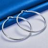 1 Pair 925 Sterling Silver 70mm Delicate Round Large Earrings Women Accessories Jewelry Fashion Party Gift