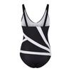 Women's Black & White Color Block One Piece Swimsuit - V-Neck Adjustable Strap Mesh Panel Beachwear