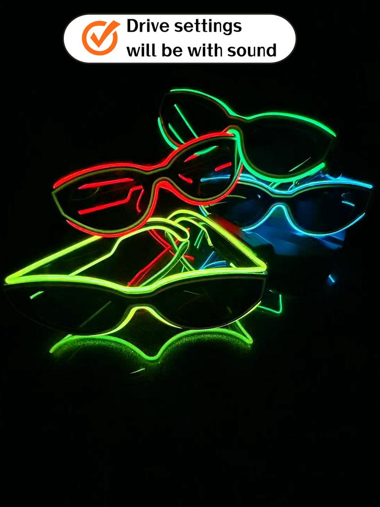 Wireless El Luminous Glasses Disco Luminous Led Online Celebrity Sunglasses Pixel Ktv Bar Atmosphere Concert Flash.