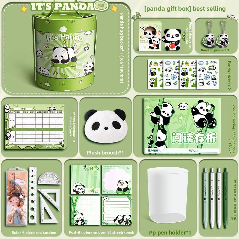 

School Season New Stationery Set Elementary School Students Cartoon Bear School Supplies High-value Panda Gift Box Hug Bucket