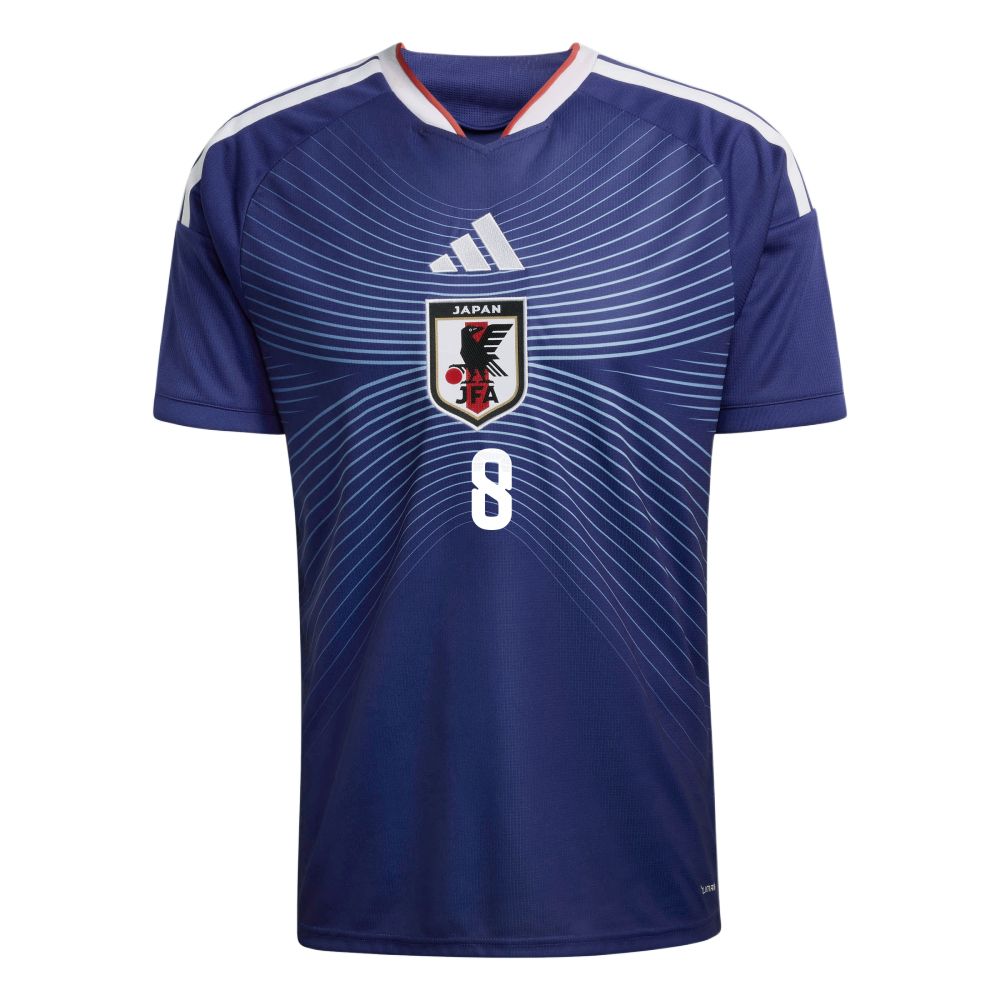 Adidas 2026 Japan National Team Kubo Takefusa 8 Home Striped Slim Fit V-Neck Short Sleeve Football Jersey Fan Version Unisex jersey KD3345-8 L