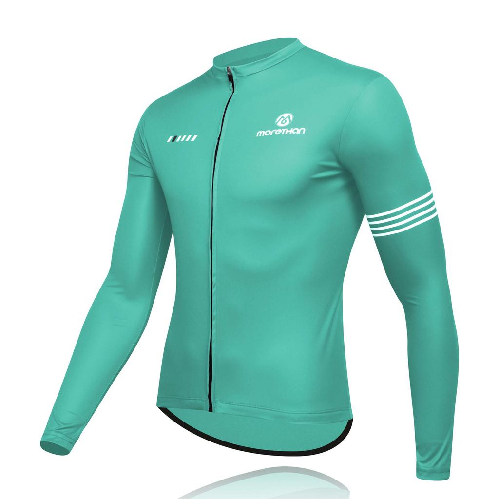 Morethan Cycling Jersey Road Bike Summer Windbreaker Long Sleeve (Light Blue/S/Men's) (Quick-Drying/Reflective Material/Pockets) LVP-016