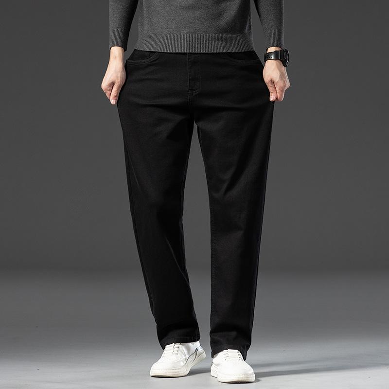Straight-leg jeans for men, autumn and winter new style, elastic casual trend, versatile straight-leg loose jeans for men, casual