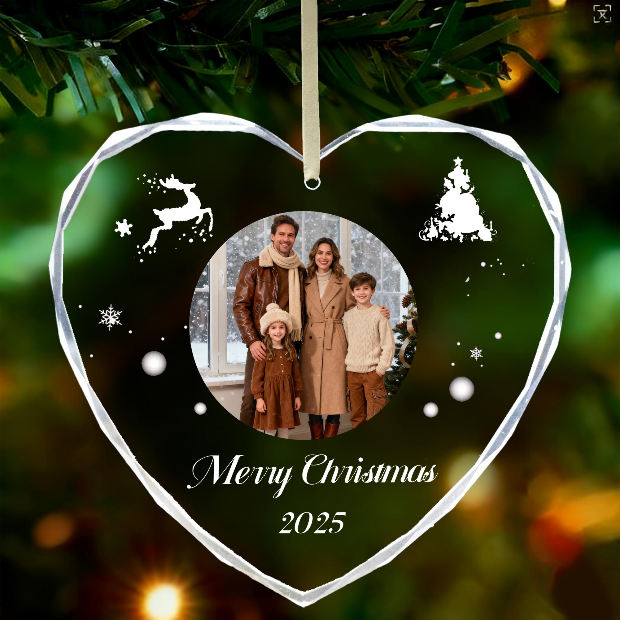 

Personalized Christmas Ornament,Custom Photo&Name Crystal , First Christmas Keepsake Gift For Couples Family, Xmas Tree Decor single pendant
