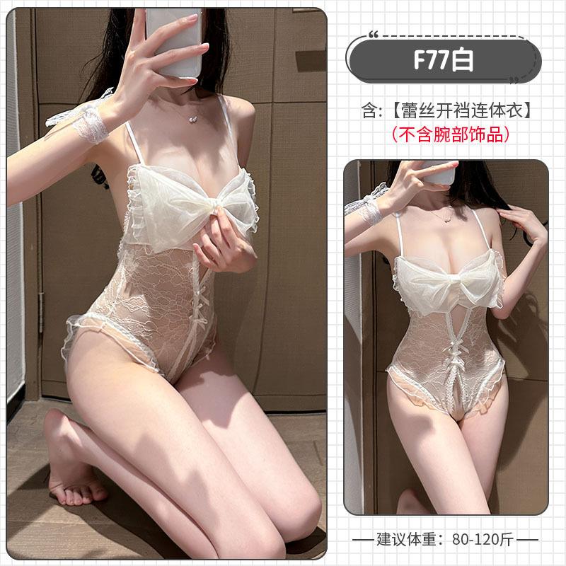 Sexy lingerie suspender lace passion open gear free sexy tease temptation bow onesie set 7