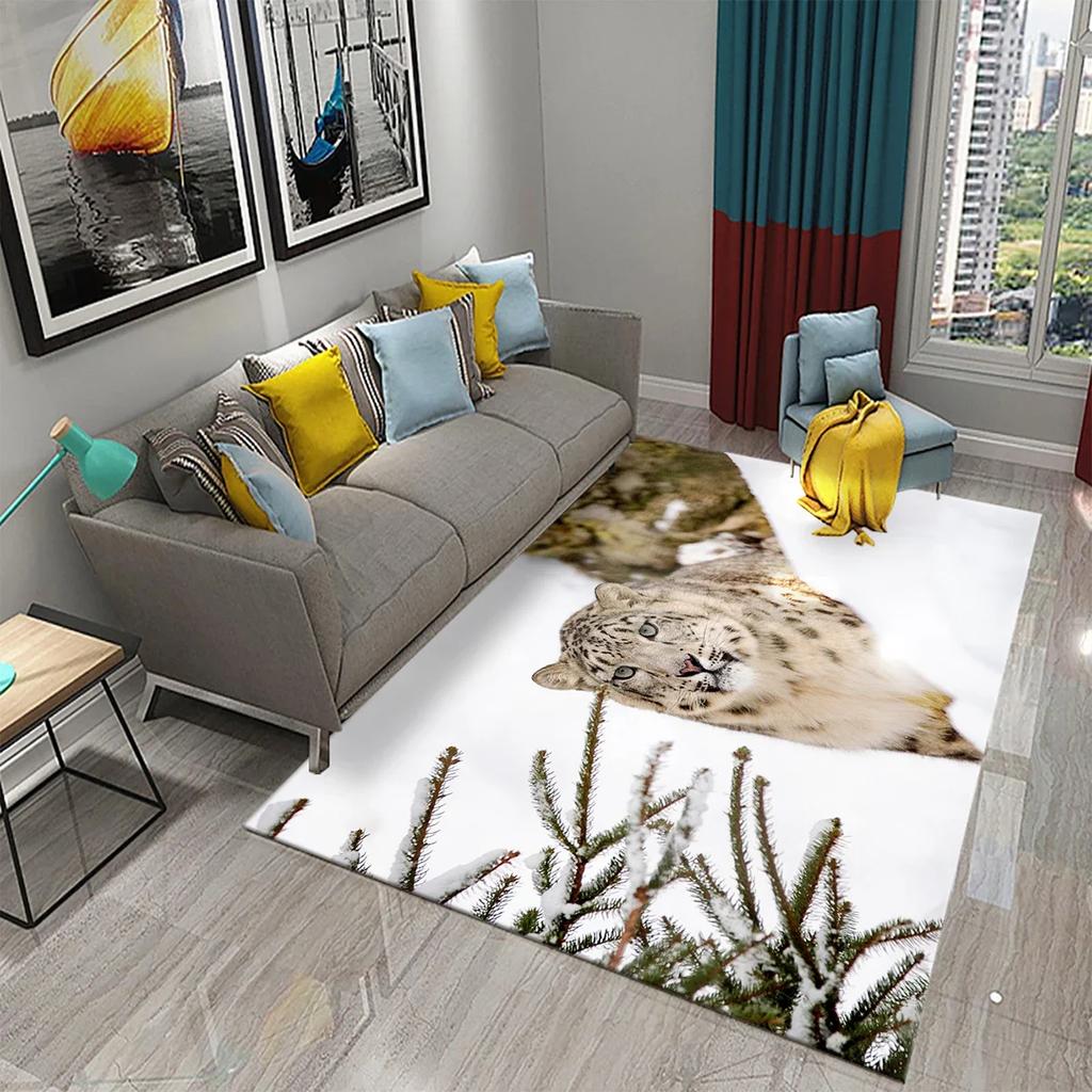 Ferocious Leopard Carpet Living Room Coffee Table Bedroom Area Floor Mats Room Bedside Rugs Kitchen Bathroom Non-slip Door Mats