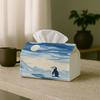 1pc Scandinavian Minimalist Tissue Box - Penguin Arctic Landscape Blue, Office, Parties, Car for Living Room, Kitchen, Events - Decorative Desk Decor,