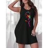 Womens Vibrant Dancing Silhouette Print Tank Dress Just A Girl Who Loves Pigs Print Tank Dress Jeachel Women's Comfortable Dress