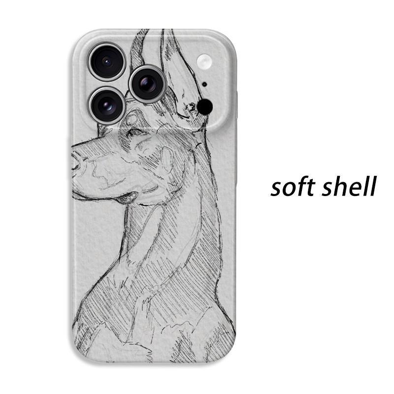 Graceful Minimalist Equestrian Horse Pencil Line Art Sketch Film Aesthetic Protective Shockproof Bumper Case For iPhone 14 15 16 Pro Max Plus