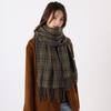 Retro green plaid scarf women's autumn and winter versatile personality advanced sense warm shawl scarf new