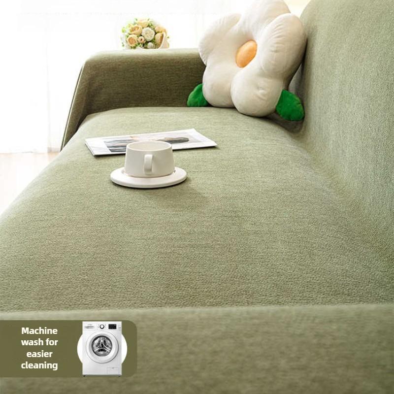 Solid Color Chenille Sofa Cover Anti-Cat Scratching Pad Cloth All-Season Universal Dust-Proof Sofa Blanket For Living Room Decor