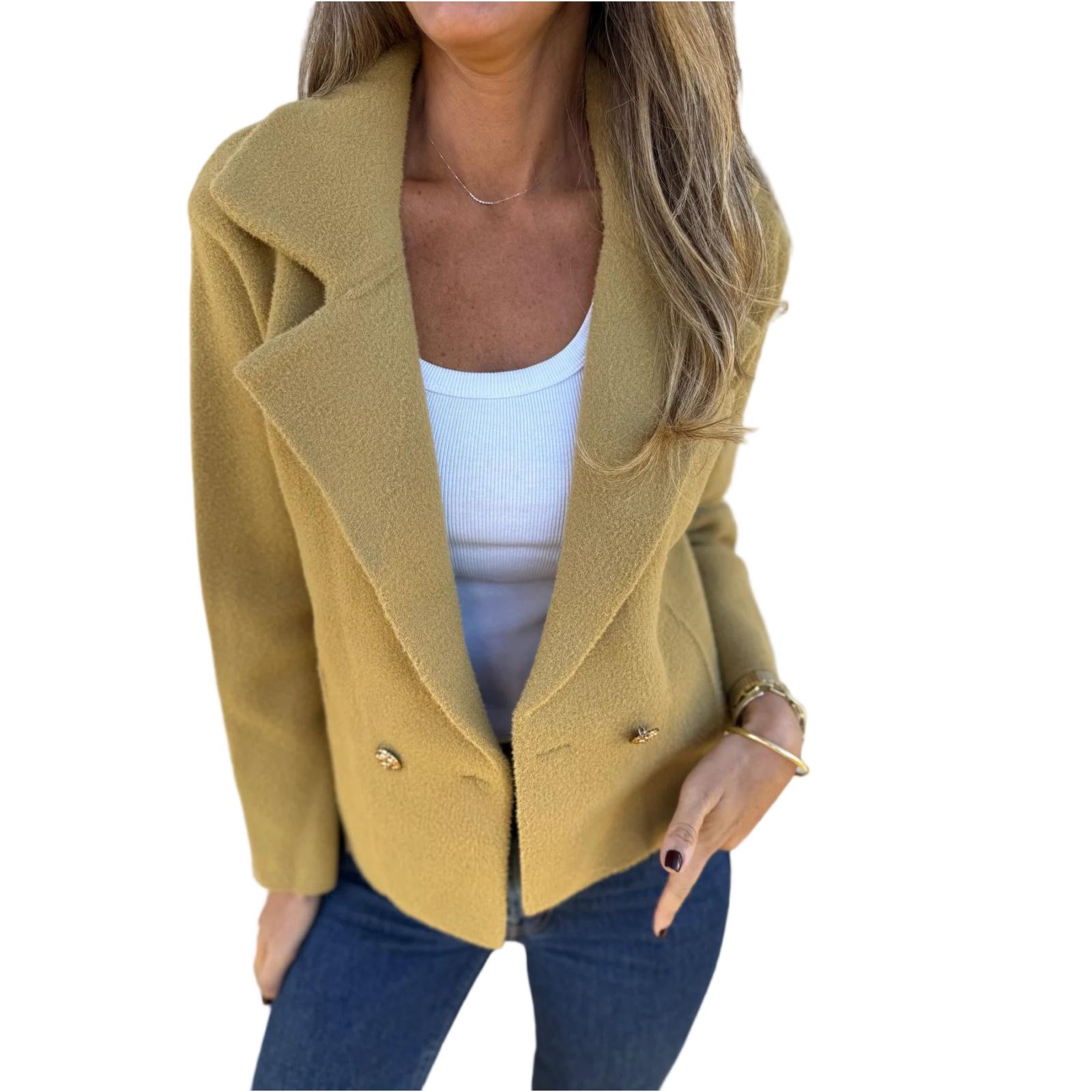 

Модный женский весенний повседневный кардиган, однотонный жакет с лацканами XL жёлтый