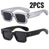 2PCS New Men's Personality Minimalist Style Sunglasses Fashion Cool Retro Rectangle Glasses  Femino UV400
