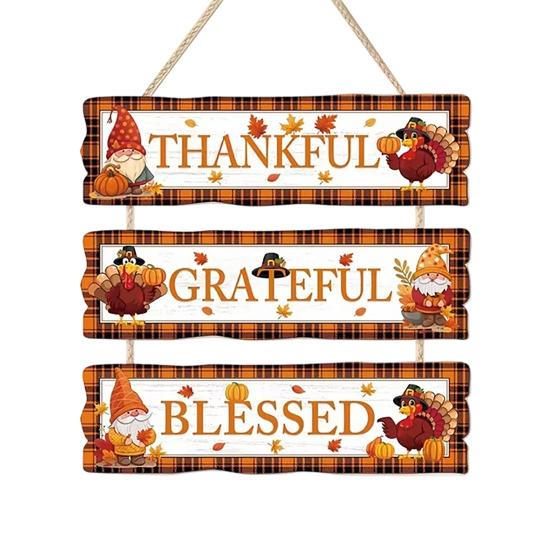 Farmhouse Thanksgiving Wooden Wall Decor, Autumn Fall Porch Sign, Waterproof & Fade-Proof Boxwood Plaque, Ready to Hang Indoor Outdoor Art