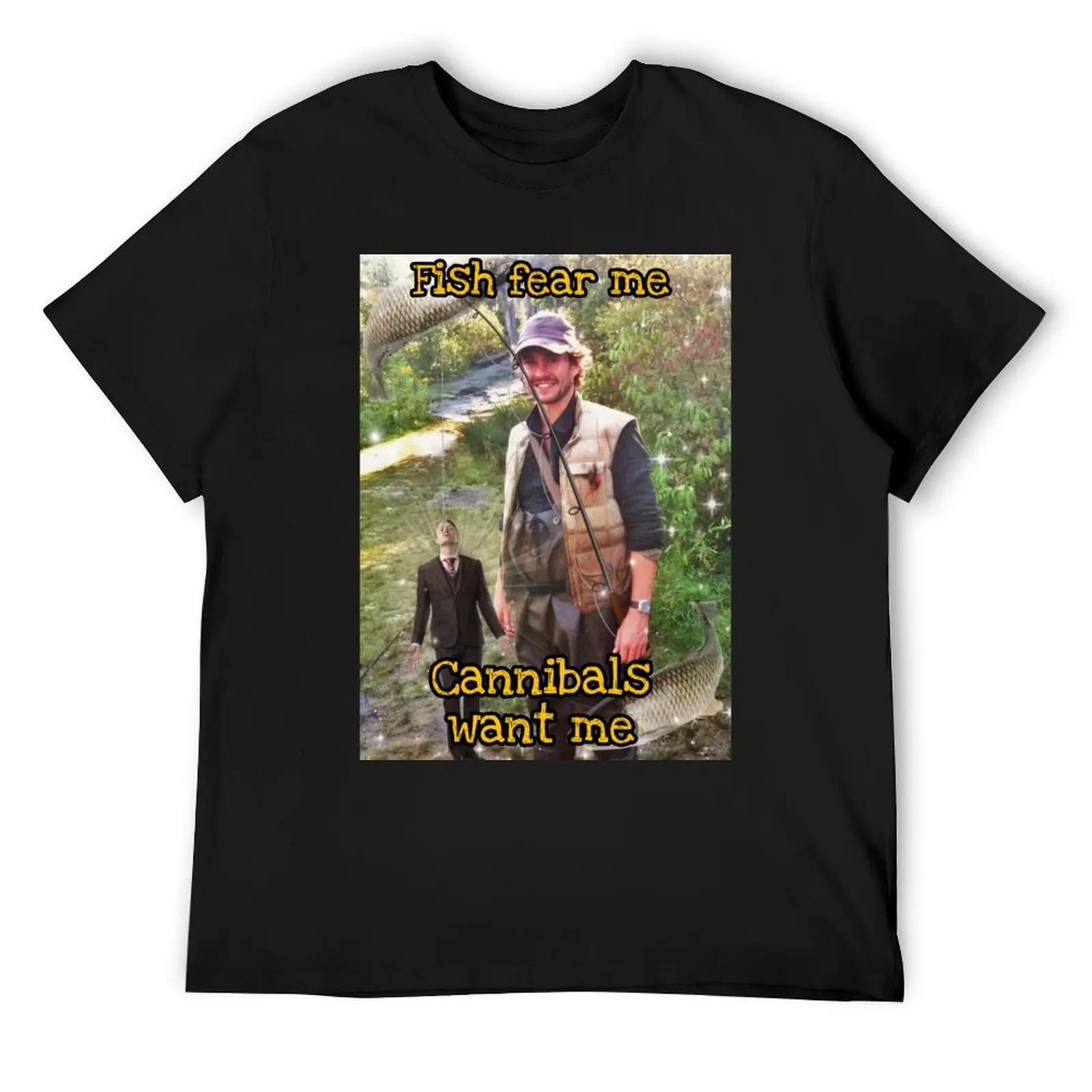

2026 new Comfortable Fish fear me Cannibals want me Will Graham oversized unisex T-Shirt anime figures customizeds t shirts m... S разноцветный